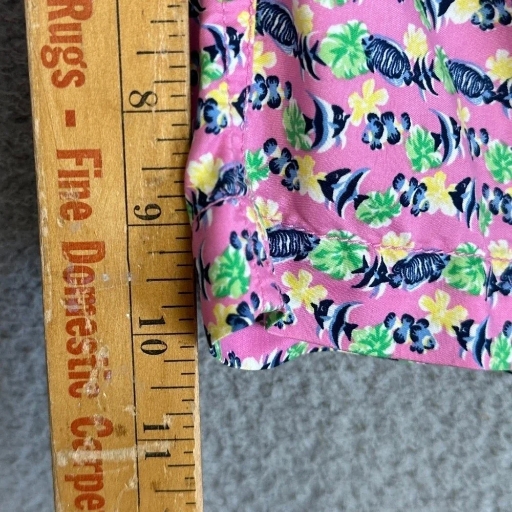 Polo Ralph Lauren Swim Trunks Men Large Pink Tropical Fish Print Mesh Lined Logo